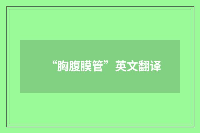 “胸腹膜管”英文翻译