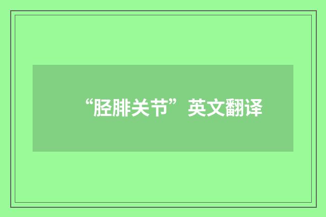 “胫腓关节”英文翻译