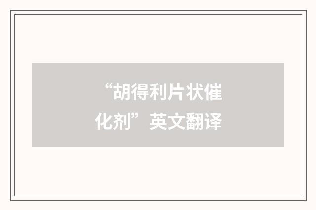 “胡得利片状催化剂”英文翻译