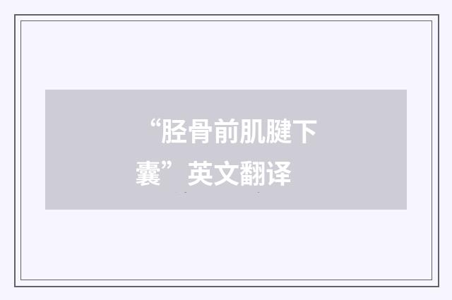 “胫骨前肌腱下囊”英文翻译