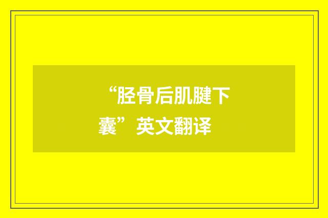 “胫骨后肌腱下囊”英文翻译