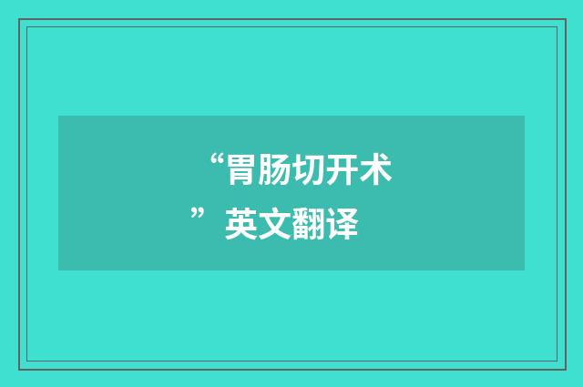 “胃肠切开术”英文翻译