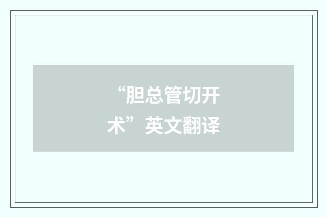 “胆总管切开术”英文翻译