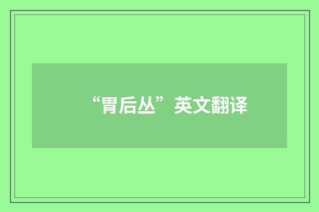 “胃后丛”英文翻译