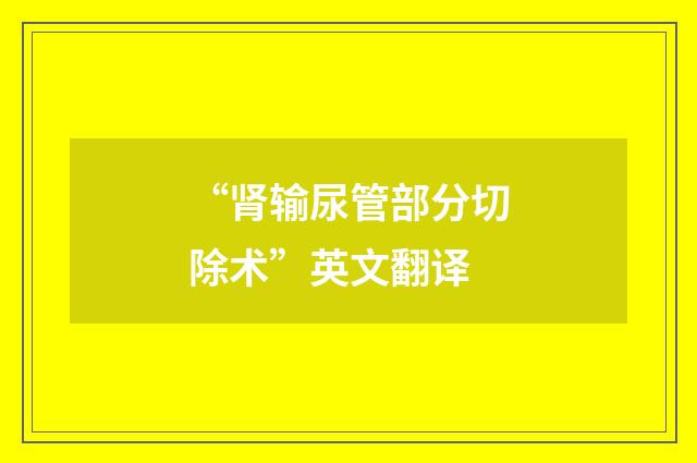 “肾输尿管部分切除术”英文翻译