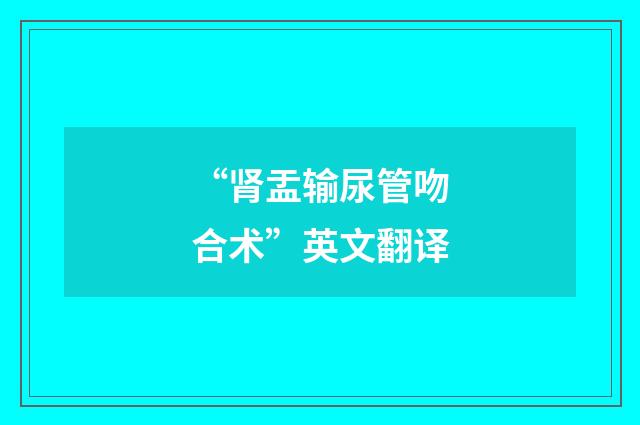 “肾盂输尿管吻合术”英文翻译