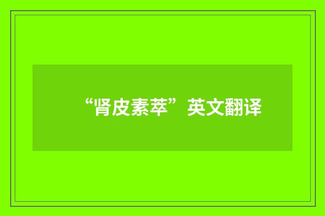 “肾皮素萃”英文翻译