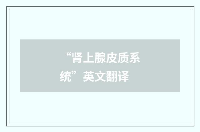“肾上腺皮质系统”英文翻译