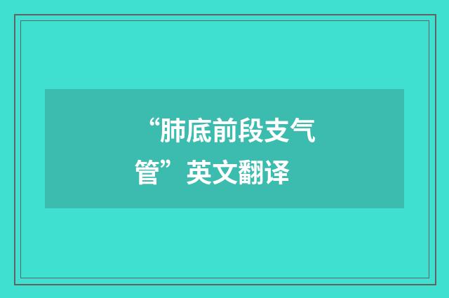 “肺底前段支气管”英文翻译