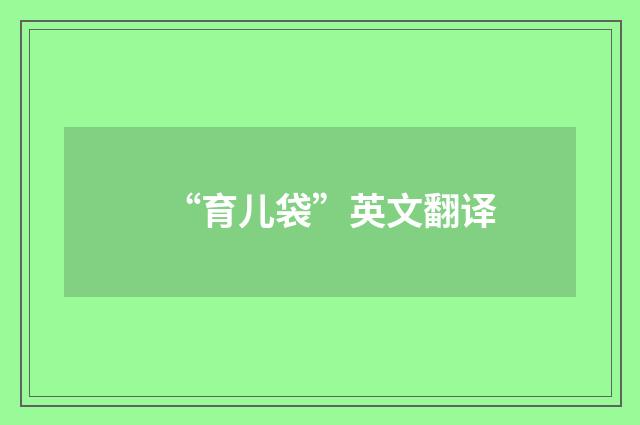 “育儿袋”英文翻译