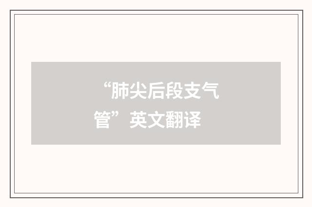 “肺尖后段支气管”英文翻译