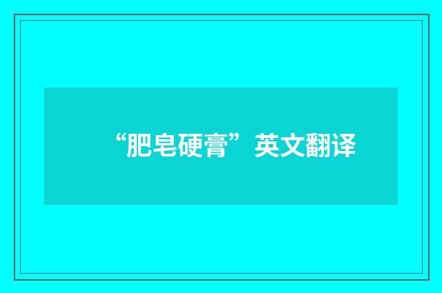 “肥皂硬膏”英文翻译