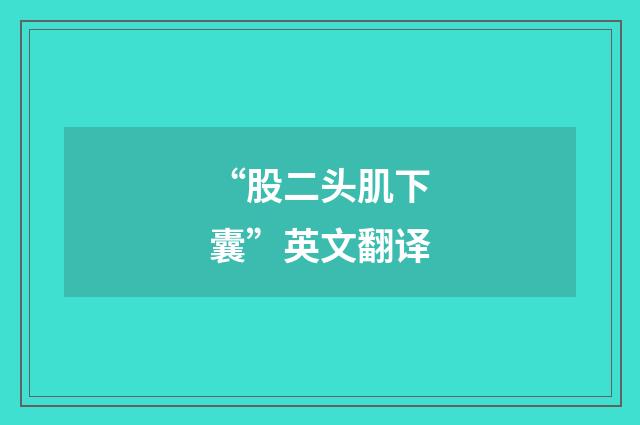 “股二头肌下囊”英文翻译