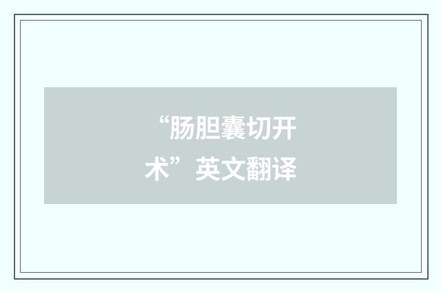 “肠胆囊切开术”英文翻译