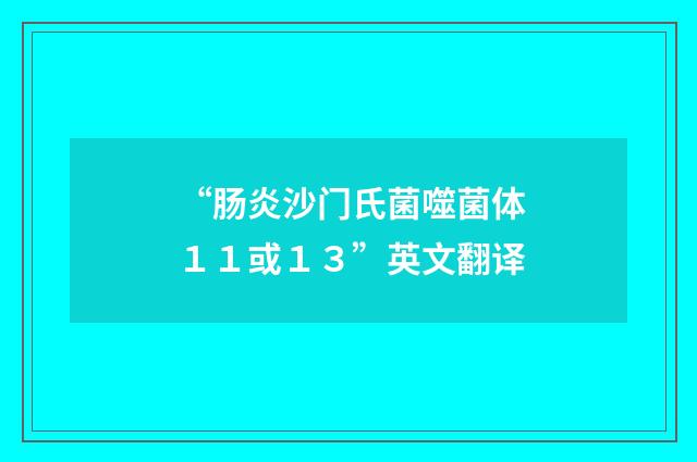 “肠炎沙门氏菌噬菌体１１或１３”英文翻译