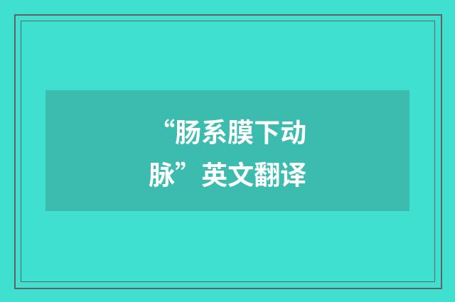 “肠系膜下动脉”英文翻译
