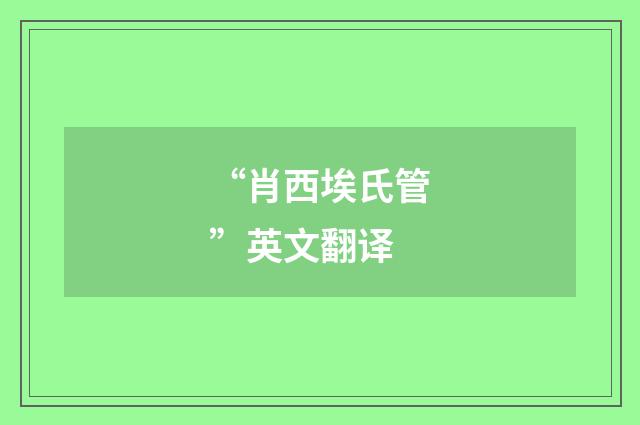 “肖西埃氏管”英文翻译