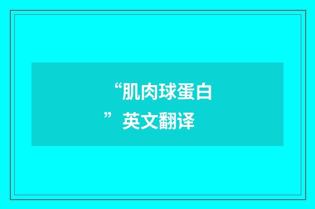 “肌肉球蛋白”英文翻译