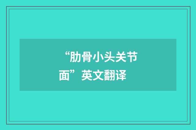 “肋骨小头关节面”英文翻译