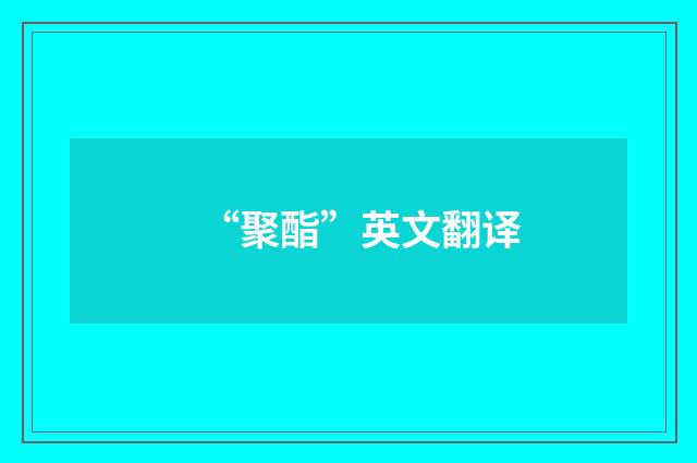 “聚酯”英文翻译