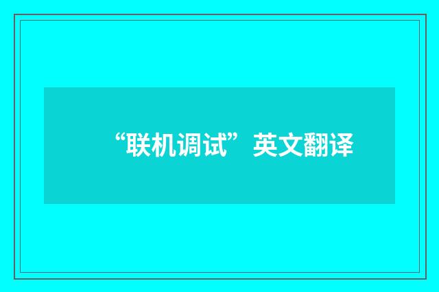 “联机调试”英文翻译