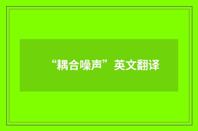 “耦合噪声”英文翻译