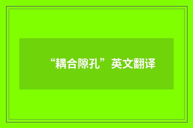 “耦合隙孔”英文翻译
