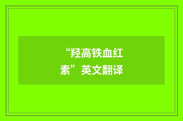 “羟高铁血红素”英文翻译
