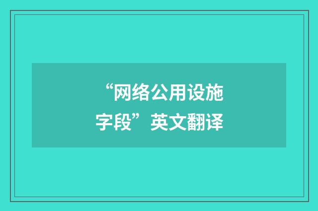 “网络公用设施字段”英文翻译