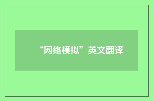 “网络模拟”英文翻译