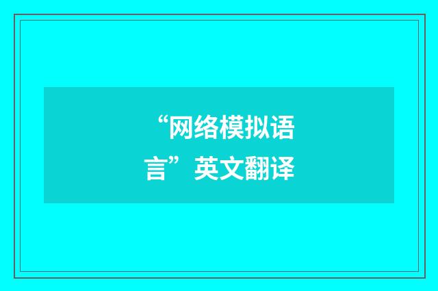 “网络模拟语言”英文翻译