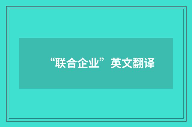 “联合企业”英文翻译