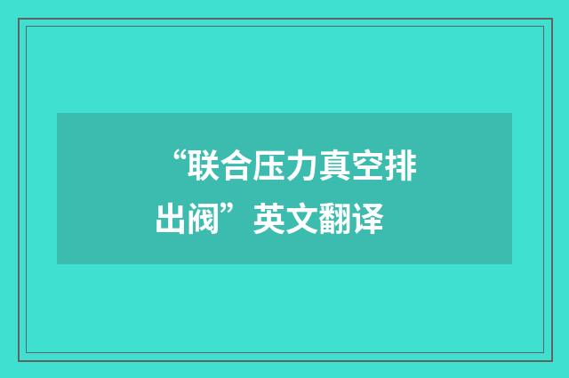“联合压力真空排出阀”英文翻译