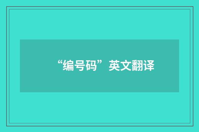 “编号码”英文翻译