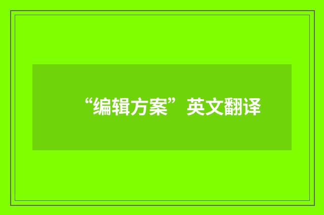 “编辑方案”英文翻译