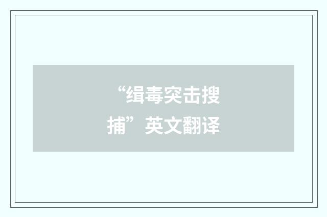 “缉毒突击搜捕”英文翻译