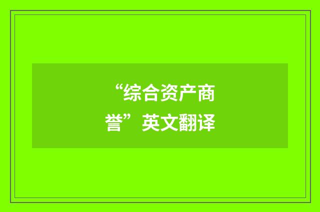 “综合资产商誉”英文翻译