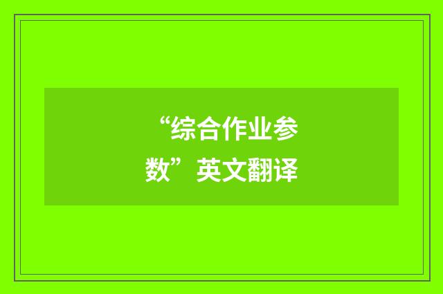 “综合作业参数”英文翻译