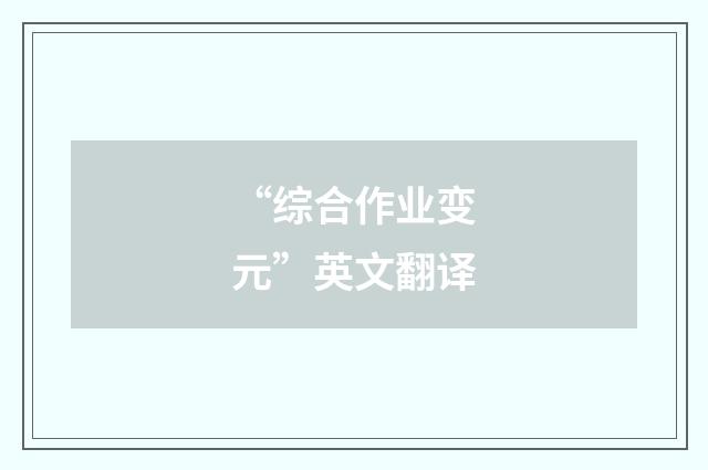 “综合作业变元”英文翻译