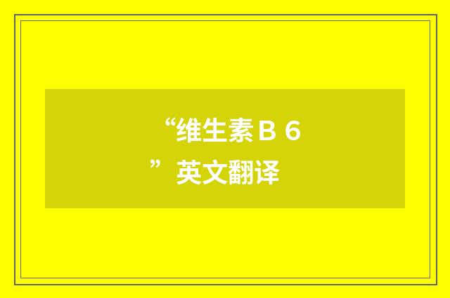 “维生素Ｂ６”英文翻译