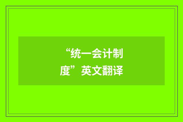 “统一会计制度”英文翻译
