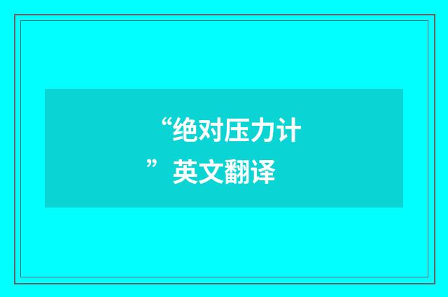 “绝对压力计”英文翻译