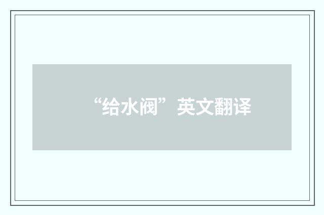 “给水阀”英文翻译