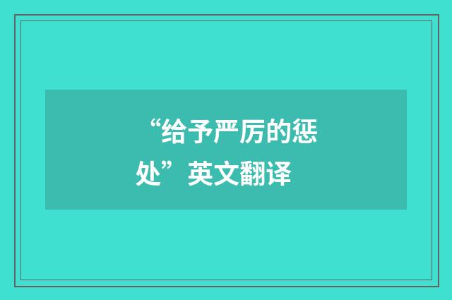 “给予严厉的惩处”英文翻译