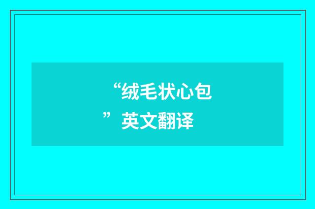 “绒毛状心包”英文翻译