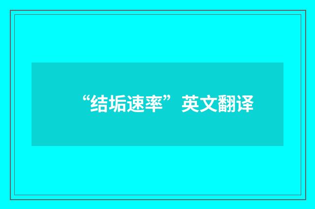 “结垢速率”英文翻译