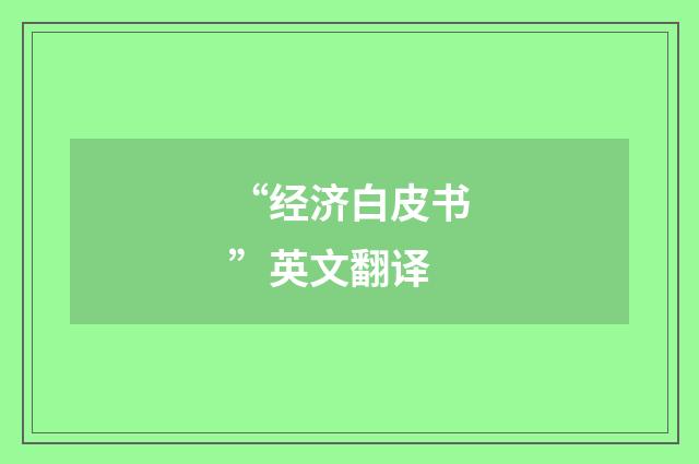 “经济白皮书”英文翻译