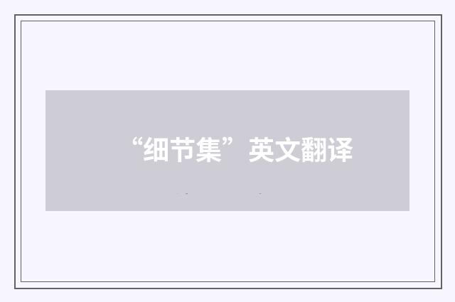 “细节集”英文翻译