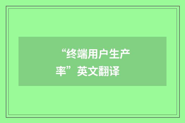 “终端用户生产率”英文翻译