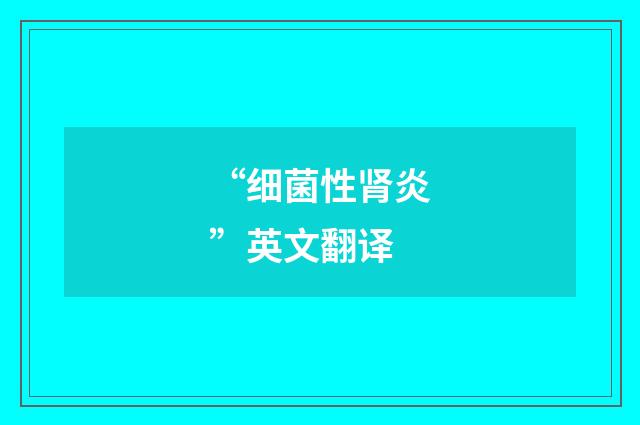 “细菌性肾炎”英文翻译